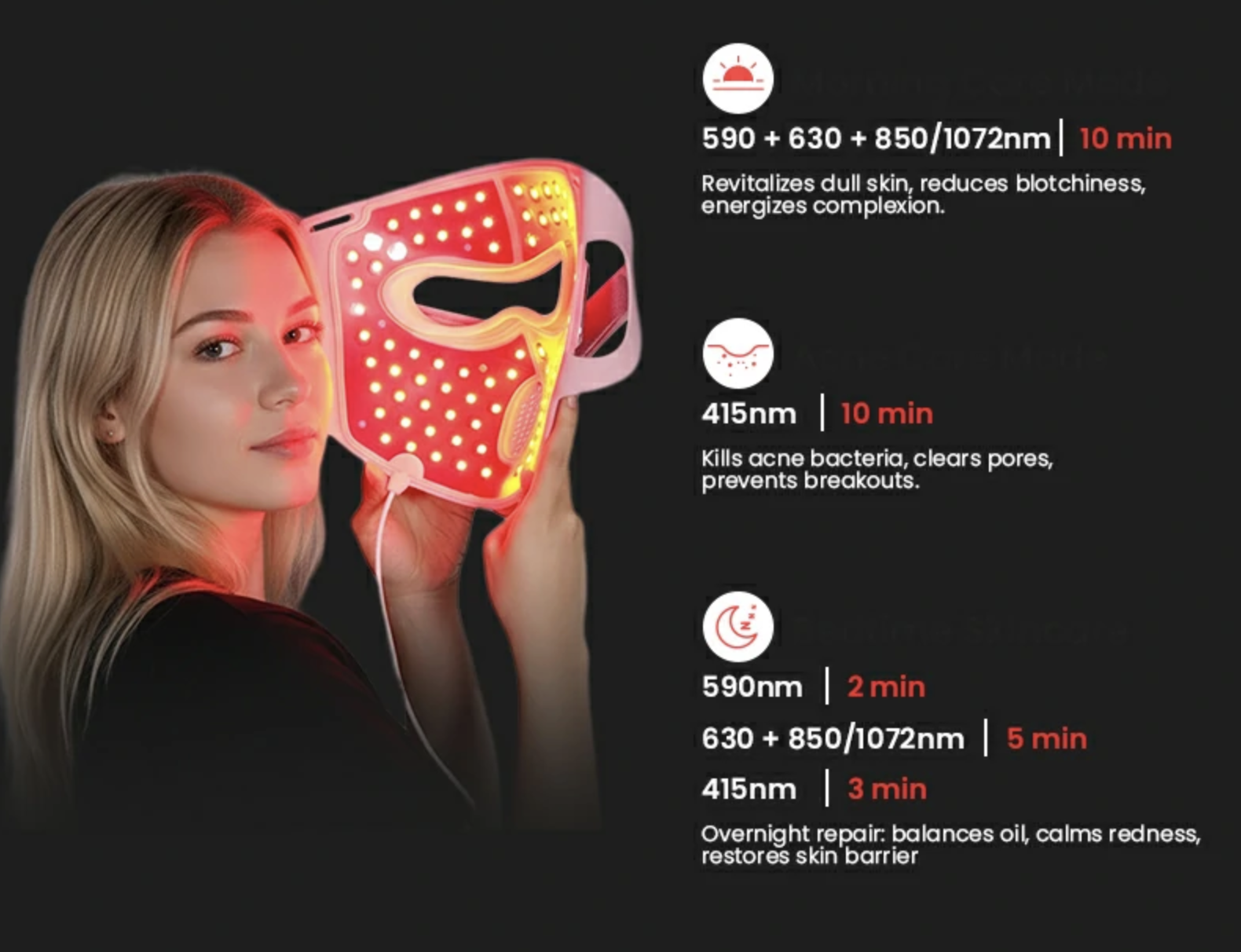 StructAura preconfigured skincare mode specifications